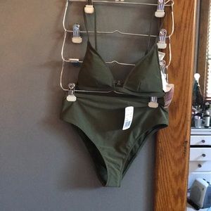 NWT Forever 21 Olive 2 Piece Swim Suit